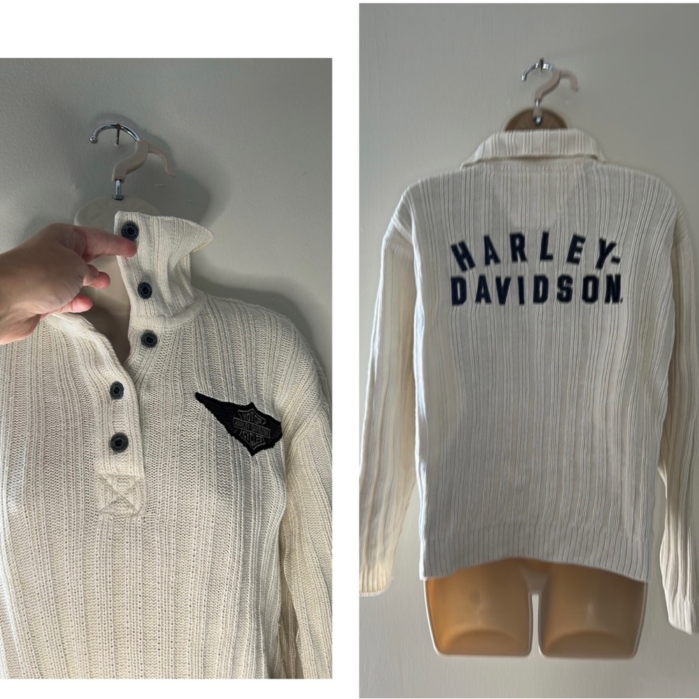 VTG Harley Davidson Collared Button Sweater